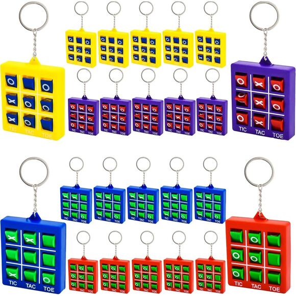 24 Packs Tic-Tac-Toe Keychain Game Pendant Mini Portable Pocket Board Games - Picture 1 of 7
